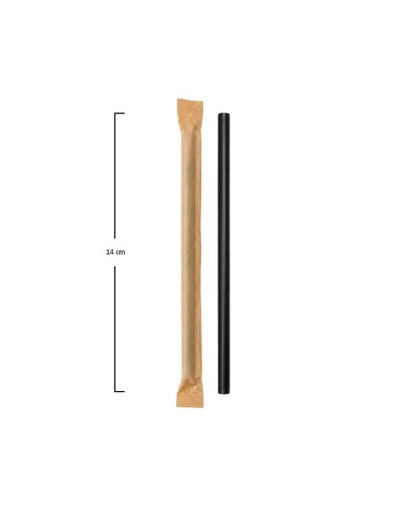 Pajita Papel Enfundada Negra 8x140mm - Betik (6000Uds)