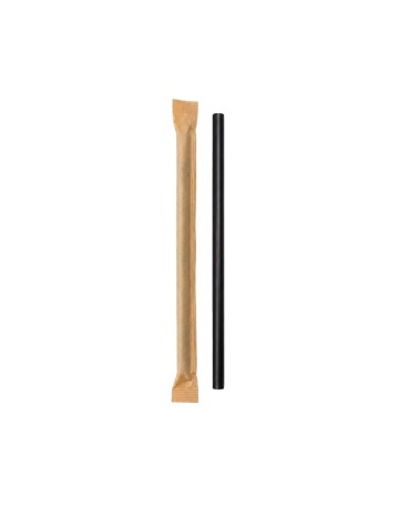 Pajita Papel Enfundada Negra 8x140mm - Betik (6000Uds)