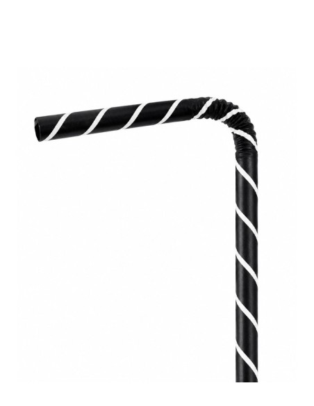 Pajita Papel Flexible negra y blanca 6x210mm - Betik (6000Uds)