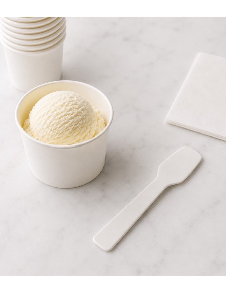 Cucharitas helado papel blanco 9,4cm - Betik (5000Uds)
