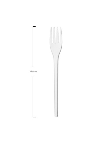 Tenedor CPLA Blanco Enfundado 16,8cm - Betik (500Uds)
