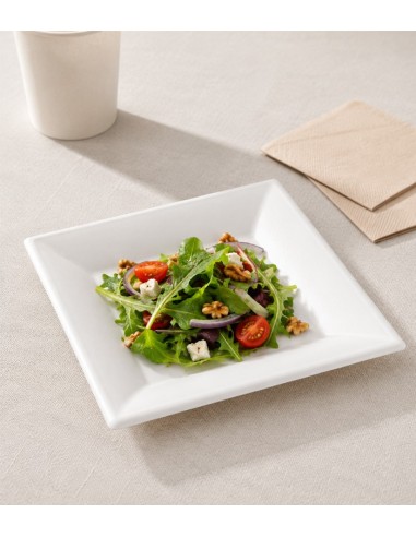 Plato Cuadrado Bagazo Blanco - Betik (800Uds)