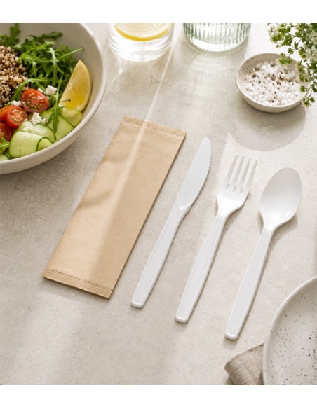 Pack Tris Cubiertos PLA + Servilleta Kraft - Betik (500Uds)