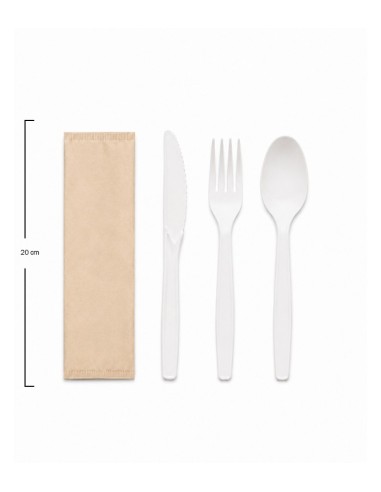 Pack Tris Cubiertos PLA + Servilleta Kraft - Betik (500Uds)