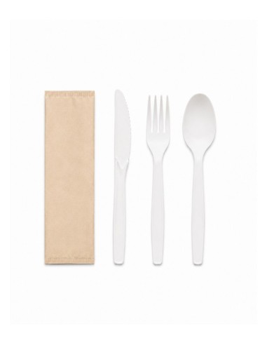 Pack Tris Cubiertos PLA + Servilleta Kraft - Betik (500Uds)