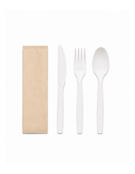 Pack Tris Cubiertos PLA + Servilleta Kraft - Betik (500Uds)