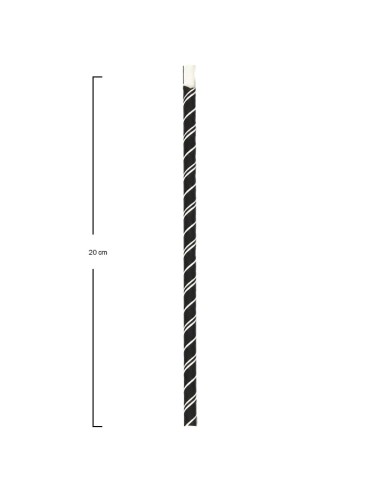 Pajita Cuchara Papel Negra y Blanca 8x200mm - Betik (6000Uds)