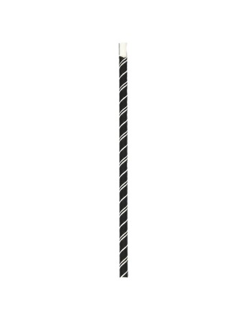 Pajita Cuchara Papel Negra y Blanca 8x200mm - Betik (6000Uds)