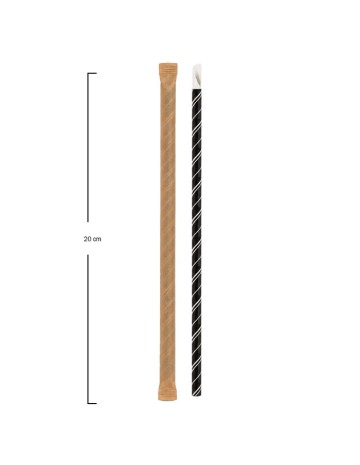 Pajita Cuchara Papel Negra y Blanca Enfundada 8x200mm - Betik (6000Uds) 2