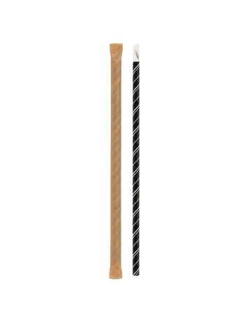 Pajita Cuchara Papel Negra y Blanca Enfundada 8x200mm - Betik (6000Uds)