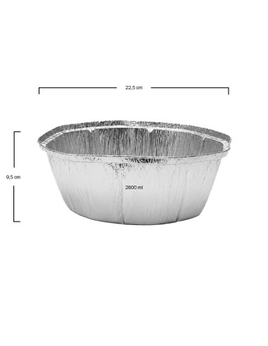 Envase de aluminio oval 2600ml (125uds)