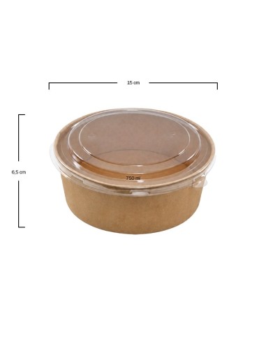 Ensaladera Kraft con Tapa Antivaho PET - Betik (250Uds)