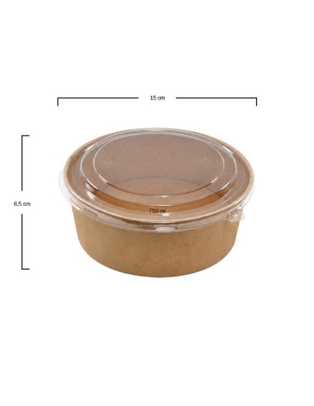 Ensaladera Kraft con Tapa Antivaho PET - Betik (250Uds)