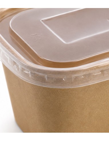 Envase Hermético Rectangular Kraft con Tapa PET 1000ml - Betik (150Uds)