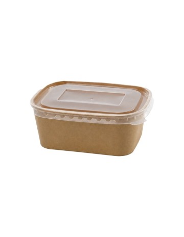Envase Hermético Rectangular Kraft con Tapa PET 1000ml - Betik (150Uds)