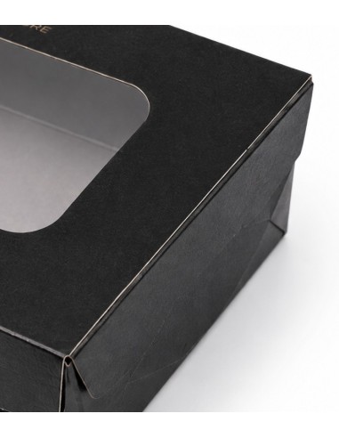 Estuche Sushi Negro/Kraft con Ventana Antivaho Panorámico