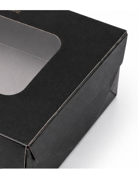 Estuche Sushi Negro/Kraft con Ventana Antivaho Panorámico