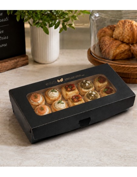 Estuche Sushi Negro/Kraft con Ventana Antivaho Panorámico