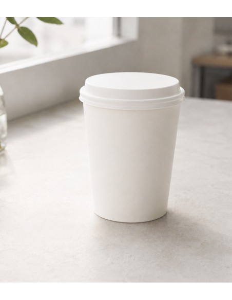 Tapa de cartón blanco para vaso sin plástico - Betik (1000Uds)