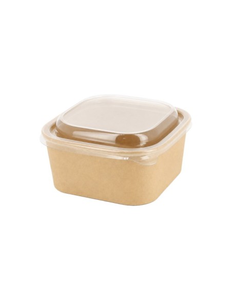 Envase Hermético Rectangular Kraft con Tapa PET 250ml - Betik (500uds)