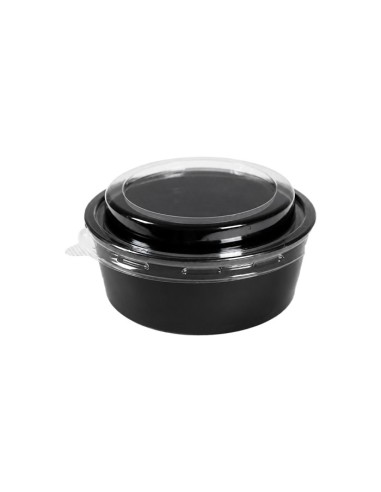 Ensaladera Cartón Negra con Tapa PET 550ml - Black Collection (250Uds)