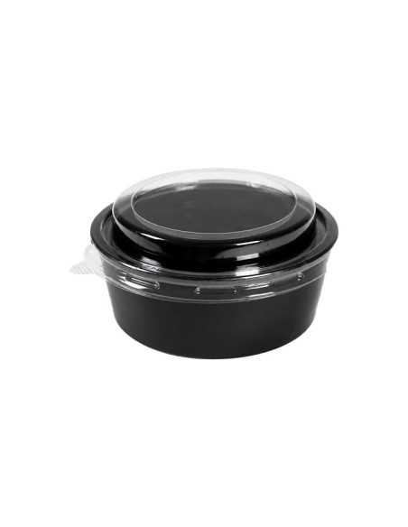 Ensaladera Cartón Negra con Tapa PET 550ml - Black Collection (250Uds)