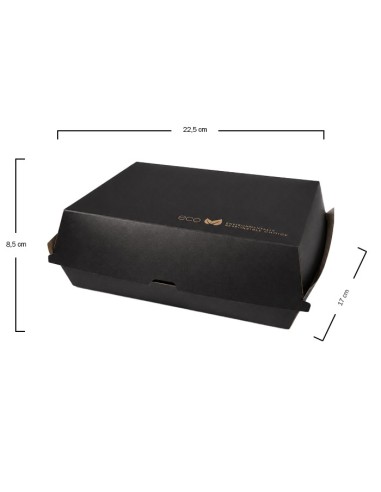 Caja Kraft Negra Costillas 225x170x85mm 305gr - Black Collection (300Uds)