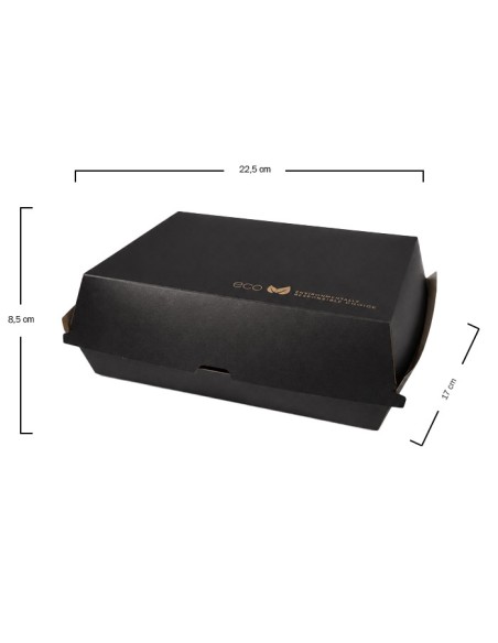 Caja Kraft Negra Costillas 225x170x85mm 305gr - Black Collection (300Uds)