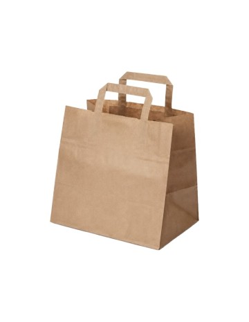 Bolsa Papel Kraft con Asa Plana 32+22x36cm - Betik (250Uds)