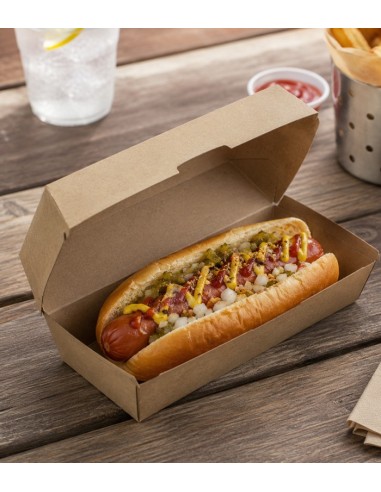 Envase Hot Dog Kraft Microcanal 23,5x12,5x7,5cm - Betik (200Uds)