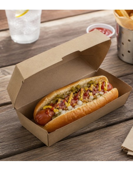 Envase Hot Dog Kraft Microcanal 23,5x12,5x7,5cm - Betik (200Uds)